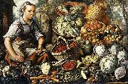 Joachim Beuckelaer Market Woman with Fruit, Vegetables and Poultry Spain oil painting artist